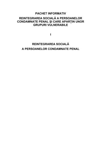 Reintegrarea fostilor infractori - resurse - Reforma Justitiei Penale