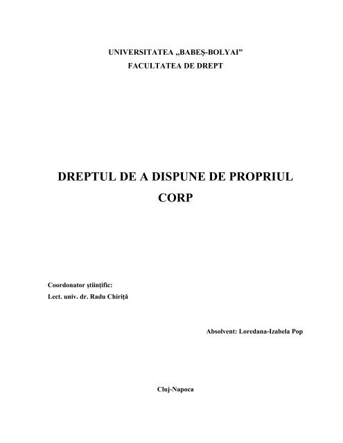 Dreptul de a dispune de propriul corp