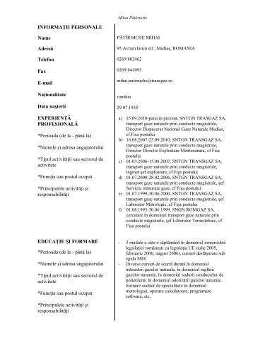 descarcă CV - Transgaz