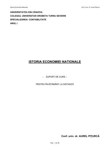 ISTORIA ECONOMIEI NATIONALE - SvEdu.ro