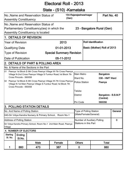 Electoral Roll - 2013