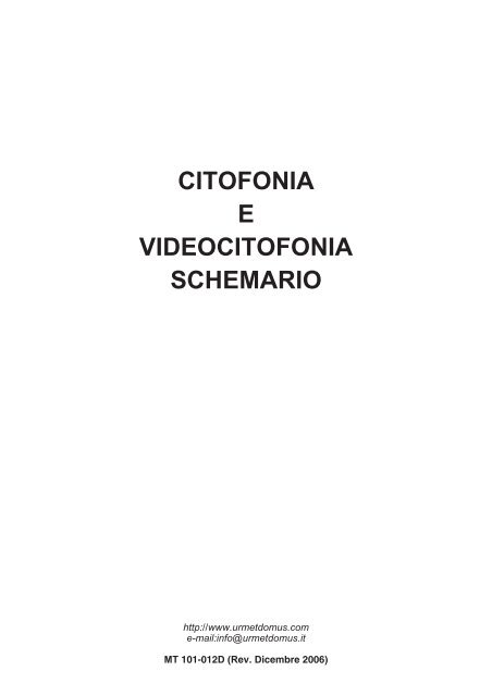 CITOFONIA E VIDEOCITOFONIA SCHEMARIO - Elektroway