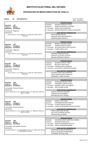 Distrito 22. ZACAPOAXTLA. - Instituto Electoral del Estado - Puebla