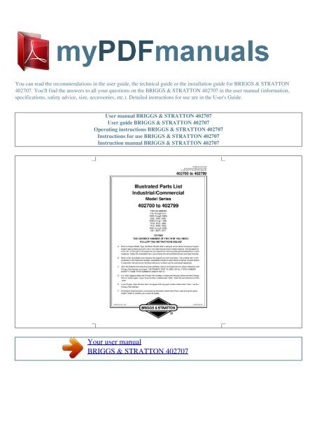 Briggs and stratton parts diagram pdf