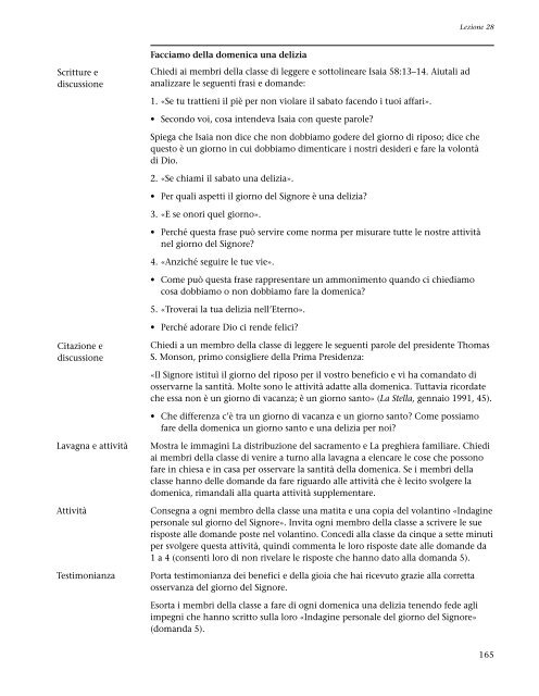 La preparazione per l'esaltazione, manuale dell'insegnante