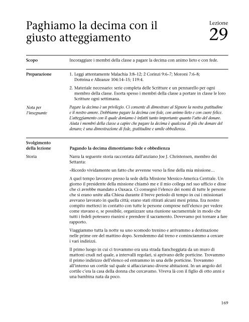 La preparazione per l'esaltazione, manuale dell'insegnante