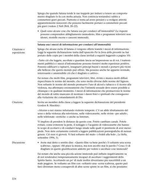 La preparazione per l'esaltazione, manuale dell'insegnante