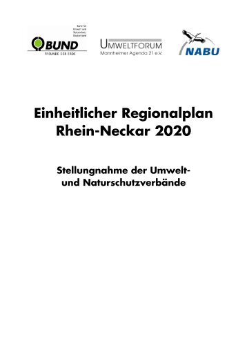 Einheitlichen Regionalplan Rhein-Neckar - BUND Rhein-Neckar-Odenwald