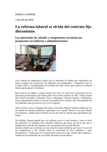 La reforma laboral se olvida del contrato fijo discontinuo - AEC