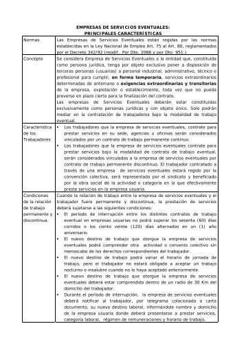 Empresas de servicios eventuales: Principales características