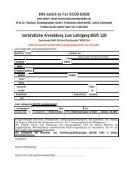 Verbindliche Anmeldung zum Lehrgang BGR 128 - Prof. Dr ...