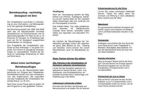 können Sie den Flyer Betriebsausflug herunterladen - Umweltstation ...