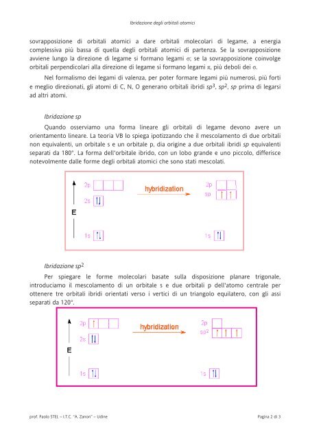 Ibridazione (si trova anche ibridizzazione) Gli orbitali ... - I.T.C. Zanon