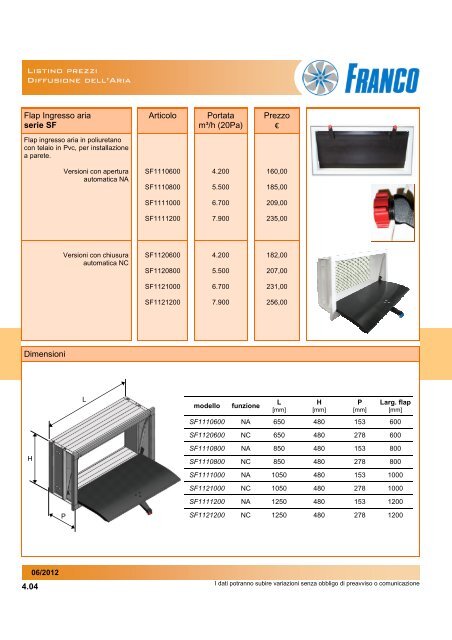 04 - Listino Diffusione dell'aria.pub - FRANCO srl