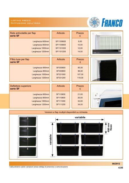 04 - Listino Diffusione dell'aria.pub - FRANCO srl
