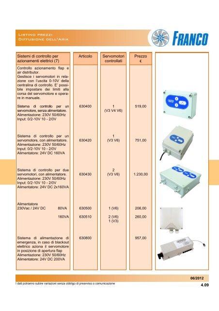 04 - Listino Diffusione dell'aria.pub - FRANCO srl