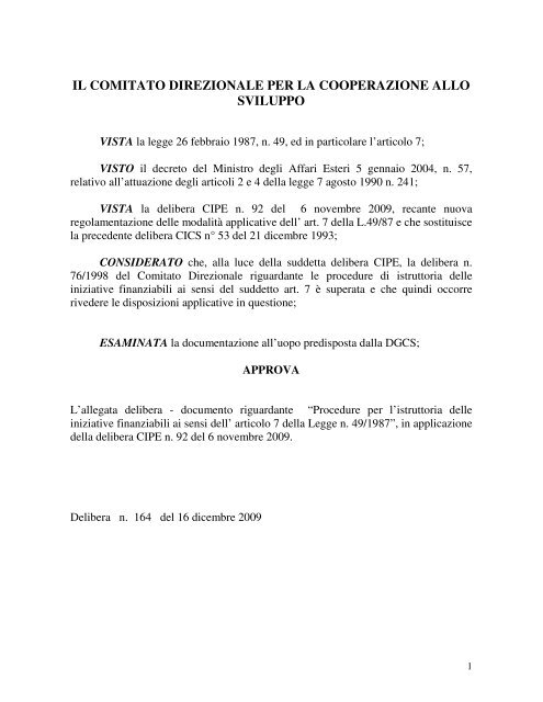 IL COMITATO DIREZIONALE PER LA COOPERAZIONE ALLO ...