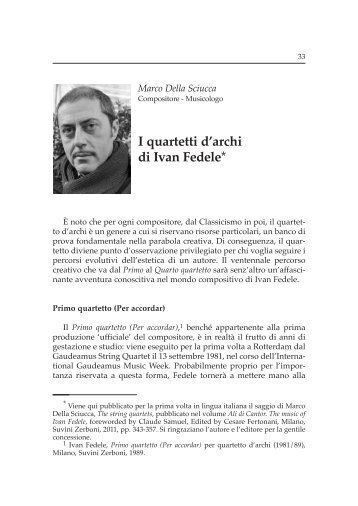 I quartetti d'archi di Ivan Fedele Marco della Sciucca - Istituto ...