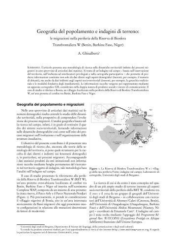 Geografia del popolamento e indagini di terreno: - Archeogr.unisi.it