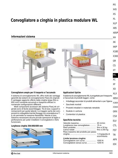 Sistema convogliatore WL - FlexLink