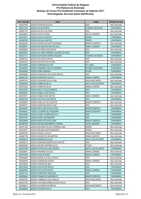 Homologação das Inscrições (Retificada) - Copeve