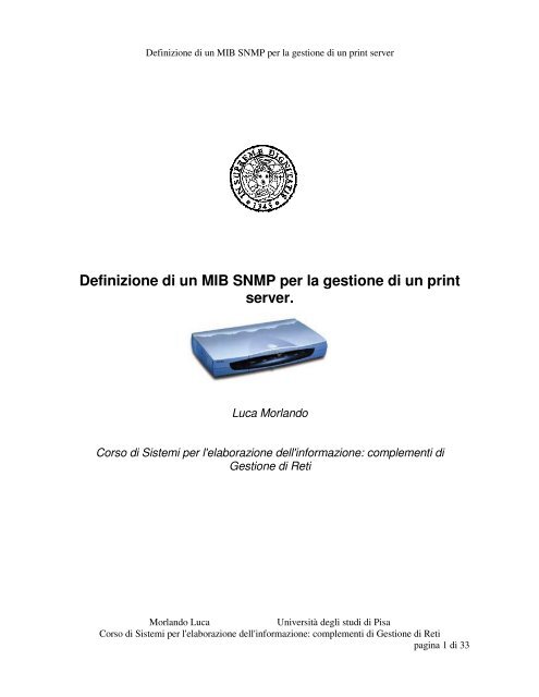 Definizione di un MIB SNMP per la gestione di un print ... - Luca Deri
