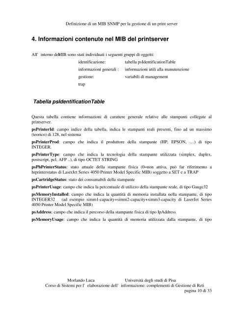 Definizione di un MIB SNMP per la gestione di un print ... - Luca Deri