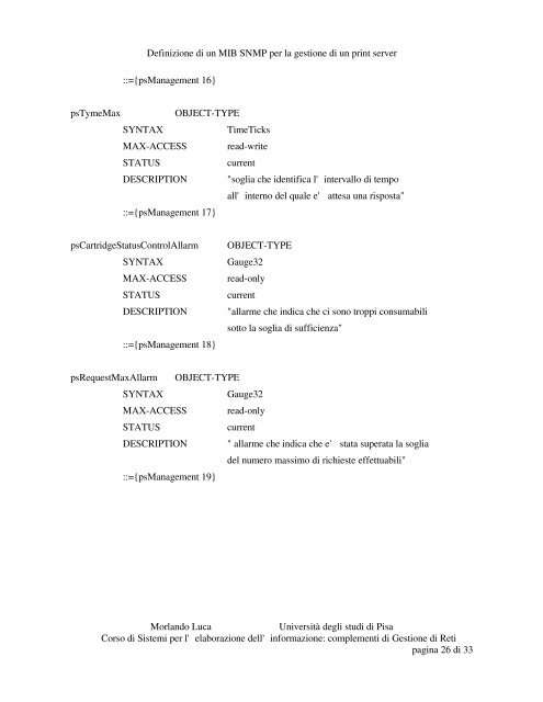 Definizione di un MIB SNMP per la gestione di un print ... - Luca Deri