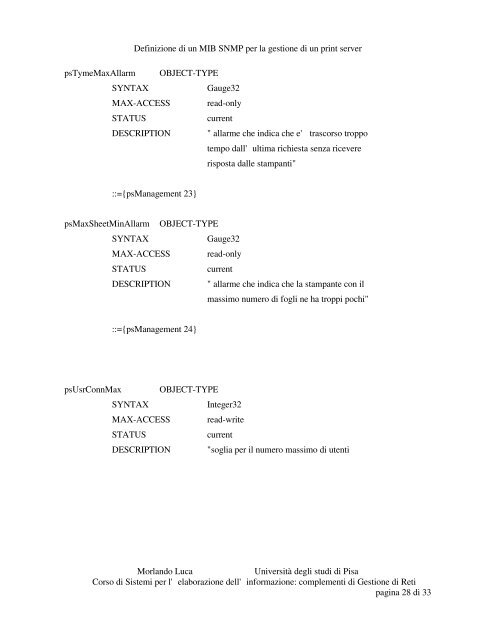 Definizione di un MIB SNMP per la gestione di un print ... - Luca Deri