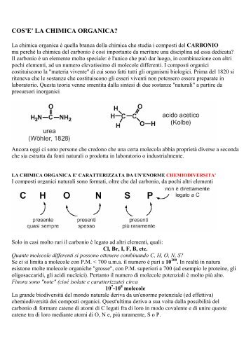 COS'E' LA CHIMICA ORGANICA? - Università degli Studi di Brescia