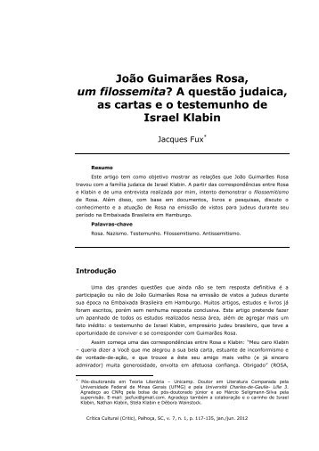 João Guimarães Rosa, um filossemita? A questão judaica, as cartas ...