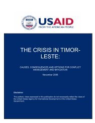 THE CRISIS IN TIMOR- LESTE: - USAID / Timor-Leste