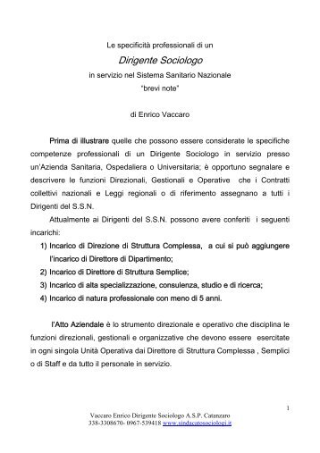 Dirigente Sociologo - Sindacato Nazionale Sociologi