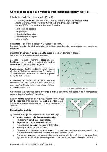 Conceitos de espécies e variação intra-específica (Ridley ... - CCHN