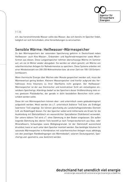 Hintergrundinformation Wärme speichern Die Notwendigkeit von ...