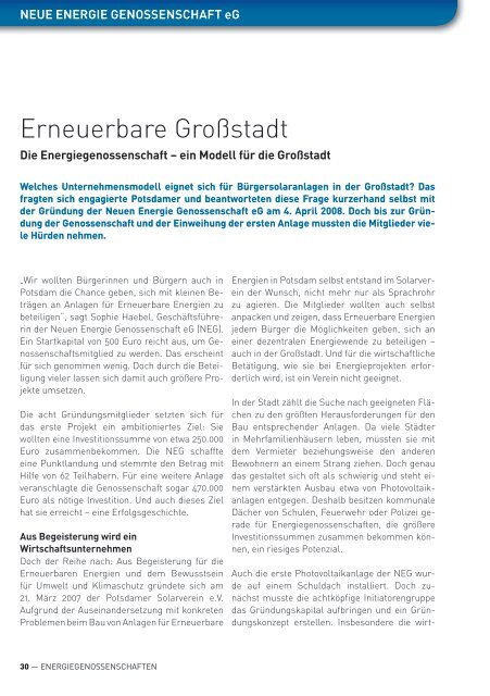 Energiegenossenschaften - Die Genossenschaften