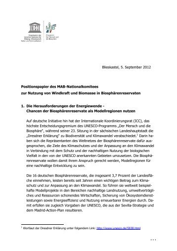 Positionspapier des MAB-Nationalkomitees - UNESCO Deutschland