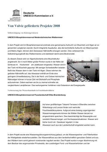 Von Volvic geförderte Projekte 2008 - Unesco