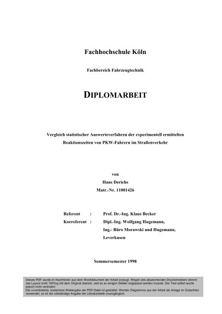 DIPLOMARBEIT - Ingenieurbüro | Morawski + Hugemann