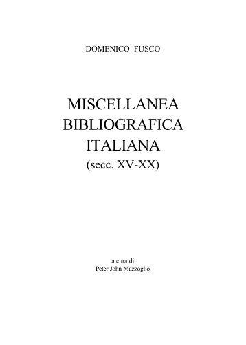 Miscellanea bibliografica italiana - Archivium.Info