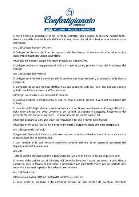 Statuto - APA Confartigianato