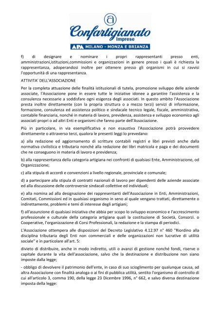 Statuto - APA Confartigianato