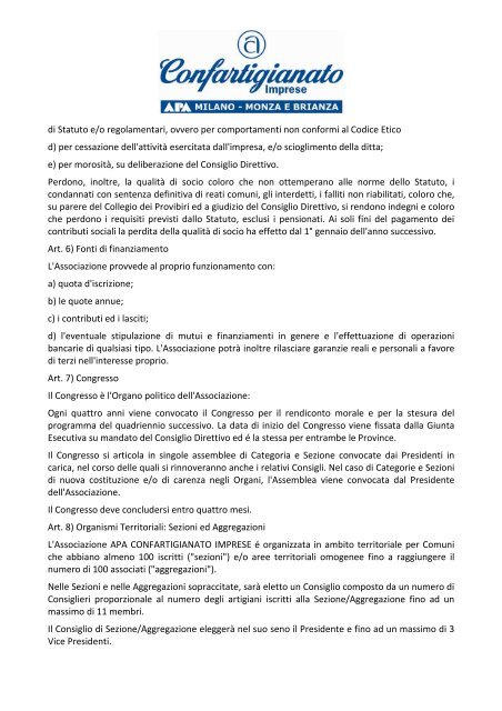 Statuto - APA Confartigianato