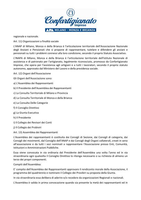 Statuto - APA Confartigianato