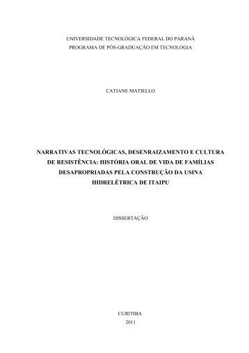 narrativas tecnológicas, desenraizamento e cultura - UTFPR