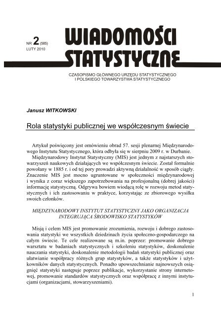 Wiadomości Statystyczne Nr 2/2010 - Główny Urząd Statystyczny