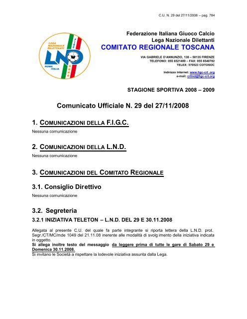 Bollettino C.R. Toscana L.N.D. e S.G.S. del 27 novembre ... - Poliziana