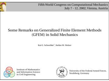 Some Remarks on Generalized Finite Element Methods (GFEM) in ...