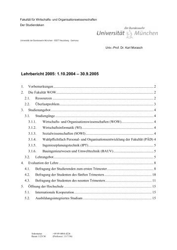 Lehrbericht 2005: 1.10.2004 ? 30.9.2005 - UniBwM