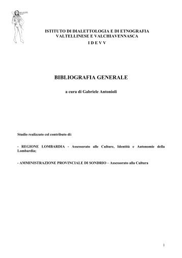Scarica la bibliografia come documento PDF - Provincia di Sondrio